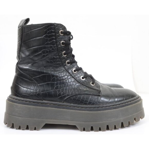 Bershka Women's 8 (38) Lace-up Ankle Boots Vegan Sustainable Platform Combat Got - Picture 2 of 11